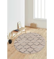 Dijital Baskılı Kaymaz Taban Yıkanabilir Yuvarlak Salon Halısı Koridor Halısı Paspas NDY-HS-171 (Vizon)