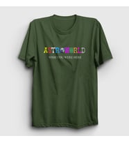 Presmono Unisex Sarı Astroworld V4 Travis Scott T-Shirt 44576tt (Haki)
