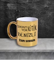 Denizli Temalı Kişiye Özel İsim ve/veya Fotoğraflı Kupa Bardak No:X025-020 (Gold)