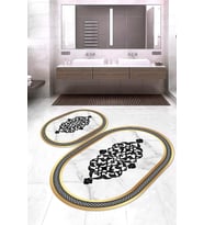 Dijital Baskılı Kaymaz Taban Yıkanabilir Oval 2'li Klozet Takımı Banyo Paspası NOKZ-SD-670 (Çok Renkli)