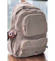 Nemo Bags Orta Boy Okul Çantası Laptop ve Seyahat Sırt Çantası Su Geçirmez Ayıcık Anahtarlık Hediyeli (Sütlü Kahve)