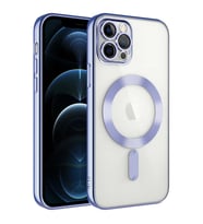 Vendas iPhone 12 Pro Max Uyumlu (12 Pro Max) Demre Serisi Kamera Korumalı Magsafe Wireless Şarj Özellikli Elektroplated Kılıf (Lila)