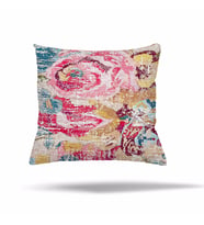 Patchwork Çiçek Desen Etnik Gizli Fermuarlı Yastık Kılıfı Kırlent Kılıfı Koltuk Yastık Kılıfı  (Pudra - Turkuaz)