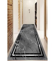 Dijital Baskılı Kaymaz Taban Yıkanabilir Modern Yolluk Ve Koridor Halısı NDU-HT-1238 (Gri)