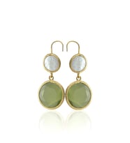 Kadir Jewellery 22 Ayar Altın Kaplama Kadın İnci Küpe -El İşçiliği Ve Hipoalerjenik Küpe (Açık Yeşil)