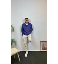 Erkek 3 iplik Yarım Fermuarlı Kanguru Çepli Sweatshırt spr24sw22 (Lacivert)