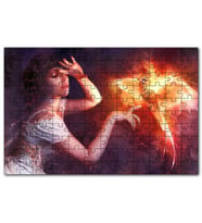 Cakapuzzle Beyaz Elbiseli Kız ve Zümrüdüanka Kuşu Puzzle Yapboz MDF (Ahşap) (255 Parça)