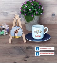 Pedagog Türk Kahvesi Fincanı Ahşap Altlıklı ve Fotoğraflı Ahşap Anahtarlık Hediye (Model 4)