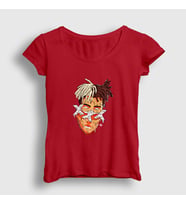 Presmono Kadın Sarı Melting XXXTentacion T-Shirt 48129tt (Kırmızı)
