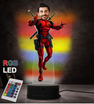 Doğum Günü Hediyesi,Sevgiliye Hediye, Kişiye Özel Fotoğraflı Deadpol Karikatür 3D Led Lamba (RGB)