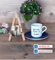 Amcaya Hediye Türk Kahvesi Fincanı Ahşap Altlıklı ve Fotoğraflı Ahşap Anahtarlık Hediye (Model 4)