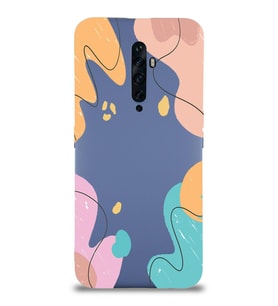 PrintiFy Oppo Reno 2z Uyumlu Lansman Kılıf Karışık Renkler Tasarımlı İçi Kadife Kapak (Petrol Mavisi)