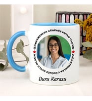 Öğretmenler Gününe Özel Fotoğraflı Kupa Bardak (Mavi)