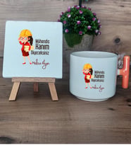 Mühendis Hanım Diyeceksiniz Hediye Seti Kupa Bardak T Kulplu ve Dekoratif Taş Kadın Mühendise Mühendisler Günü Hediyesi (Model 7)