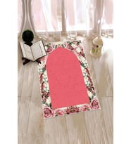 EVDEYA Dijital Baskılı Yıkanabilir Çiçekli Hediyelik Namazlık Seccade 70x130cm, Seccade-24-gri, (Pembe)