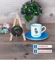 Baykuş Türk Kahvesi Fincanı Ahşap Altlıklı ve Fotoğraflı Ahşap Anahtarlık Hediye (Model 5)