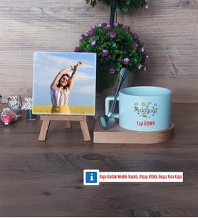 Pedagog Fotoğraflı Dekoratif Taş, Kupa Bardak Beyaz Hediye (Model 8)