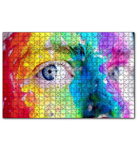 Cakapuzzle Rengarenk Boyalı Yüz ve Mavi Gözler  Puzzle Yapboz MDF (Ahşap) (1000 Parça)
