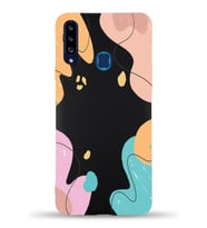 PrintiFy Samsung Galaxy A20s Uyumlu Lansman Kılıf Karışık Renkler Tasarımlı İçi Kadife Kapak (Siyah)