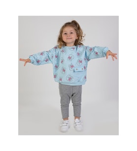 Kız Bebek&Çocuk İki İplik Kumaş Orta Kalınlıkta Örme Basic Oversize Alt Üst Eşofman Takımı (Mavi)