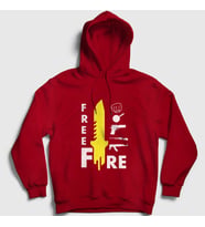 Presmono Unisex Kırmızı Knife Free Fire Kapüşonlu Sweatshirt 232887tt (Kırmızı)