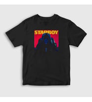 Presmono Unisex Çocuk Kırmızı Starboy Cover The Weeknd T-Shirt 159541tt (Siyah)