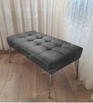 Modern Dilim Puf Ayakucu Puf Gümüş Metal Ayak (100*45) (Antrasit)