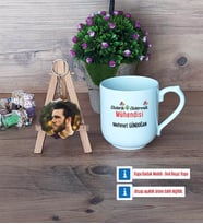 Elektrik Elektronik Mühendisi Kupa Bardak Beyaz ve Fotoğraflı Ahşap Anahtarlık Hediye (Model 5)