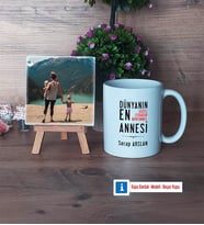 Anneler Günü Hediyesi Fotoğraflı Dekoratif Taş, Kupa Bardak Beyaz Hediye (Model 1)