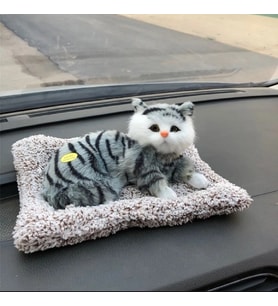Simülasyon Kedi Peluş Oyuncak Aktif Karbon Gerçekçi Kedi Bambu Kömür Arıtma Gerçek Hayat Peluş (Gri)