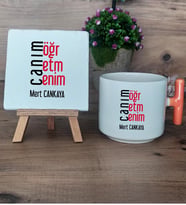 Öğretmene Hediye Canım Öğretmenim Hediye Seti Kupa Bardak T Kulplu ve Dekoratif Taş Öğretmenler Günü Hediyesi (Model 7)