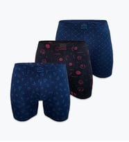 Malabadi Desenli Modal Erkek Uzun Boxer 3 Adet 3M250 (Bordo-Lacivert)