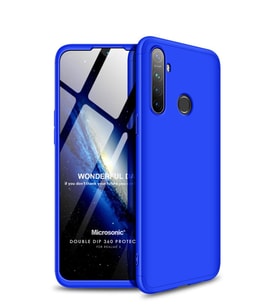 Realme 5 Kılıf Double Dip 360 Protective (Mavi)