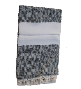 Peştemal Banyo Havlusu , Plaj Havlusu %100 Cotton 100x180 cm Çift Yüz  ** (Balıkçı Sırtı / Diomand  Desenli)** (Siyah)