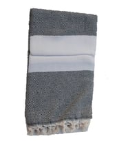 Peştemal Banyo Havlusu , Plaj Havlusu %100 Cotton 100x180 cm Çift Yüz  ** (Balıkçı Sırtı / Diomand  Desenli)** (Siyah)