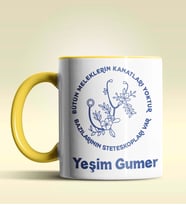 Kişiye Özel Steteskop Tasarımlı Turuncu Kupa Bardak (Sarı)