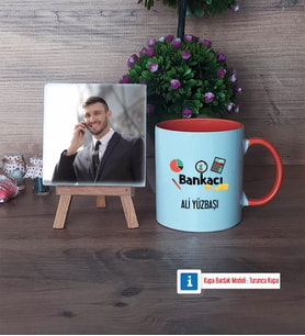 Bankacı Fotoğraflı Dekoratif Taş, Kupa Bardak Beyaz Hediye (Model 13)