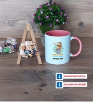 Babalar Günü Hediyesi Kupa Bardak Beyaz ve Fotoğraflı Ahşap Anahtarlık Hediye Babaya Hediye (Model 6)