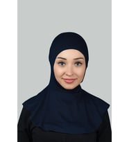 Kadın Tesettür Pratik Boyunluklu Hijab - Sporcu Bone (Lacivert)