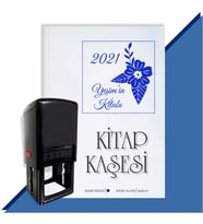 Kişiye Özel Çiçek Buketi 13 2021 Otomatik Kitap Kaşesi (Mavi)