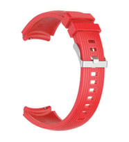 Samsung Galaxy Watch 42mm Active 2 40mm 44mm Kordon Çizgili Silikon Kordon (Kırmızı)