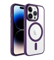 iPhone 14 Pro Max Kılıf Wireless Şarj Özellikli Krom Magsafe (Mor)