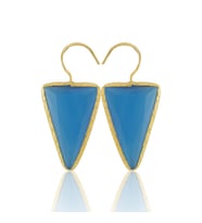 Kadir Jewellery 22 Ayar Altın Kaplama Vintage Küpe -El İşçiliği Ve Hipoalerjenik Küpe (Koyu Mavi)