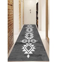 Dijital Baskılı Kaymaz Taban Yıkanabilir Modern Yolluk Ve Koridor Halısı NDU-SD-366 (Gri)