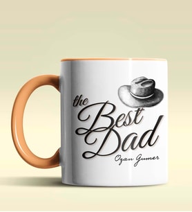 Kişiye Özel The Best Dad Tasarımlı Siyah Kupa Bardak (Turuncu)