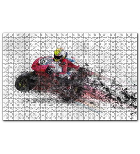 Cakapuzzle Kırmızı Yarış Motoru Dijital Çizim  Puzzle Yapboz MDF (Ahşap) (1000 Parça)