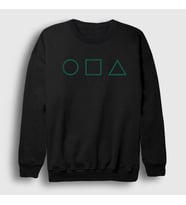 Presmono Unisex Beyaz Green Symbols Squid Game Sweatshirt 260412tt (Siyah)