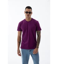 Erkek Basic Regular Fit Normal Kesim %100 Pamuk T-shirt (Koyu Mor)