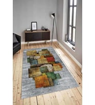 Dijital Baskılı Yıkanabilir Kaymaz Modern Renkli Salon Halısı Mutfak Halısı Yolluk ND-HY-1374 (Gri)