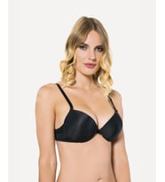 NBB Destekli Push-up Balenli V Yaka Kesim Cuplı Basic Sütyen- 3529 (Siyah)